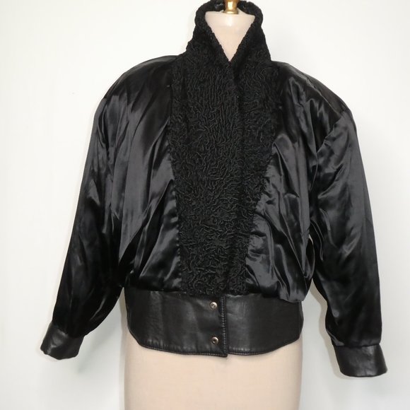 VINTAGE SPEISER FURS  BLACK LEATHER BOMBER STYLE JACKET. - Picture 5 of 16